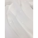 Šifonas viskozinis baltas siuvinėtais žirniukais